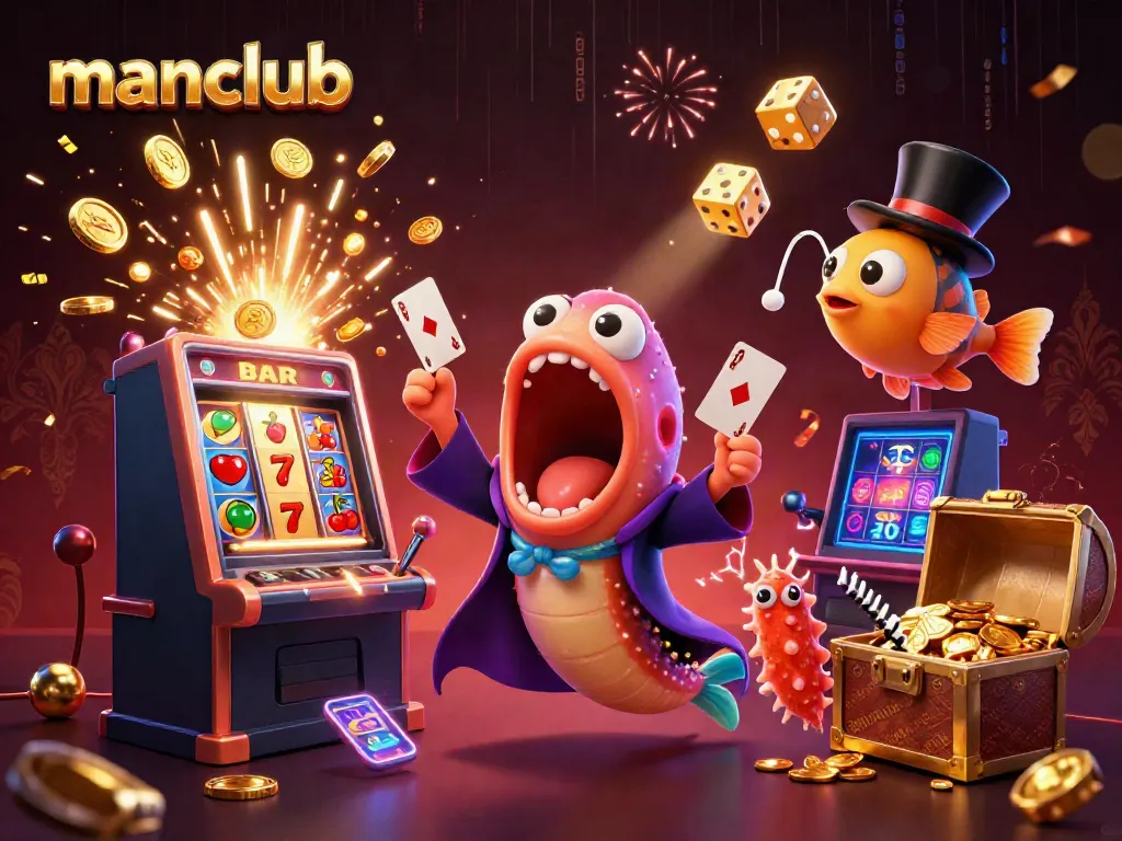 Experience thrilling wins at manclub with a dynamic underwater casino scene featuring unique characters