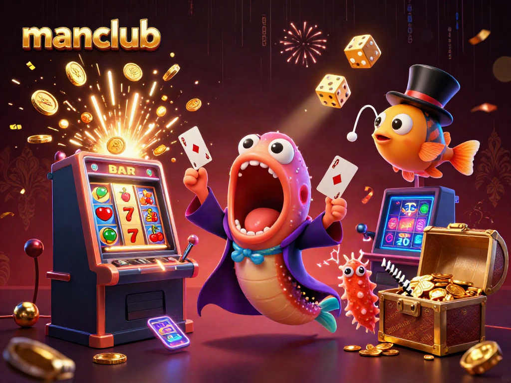 Experience thrilling wins at manclub with a dynamic underwater casino scene featuring unique characters
