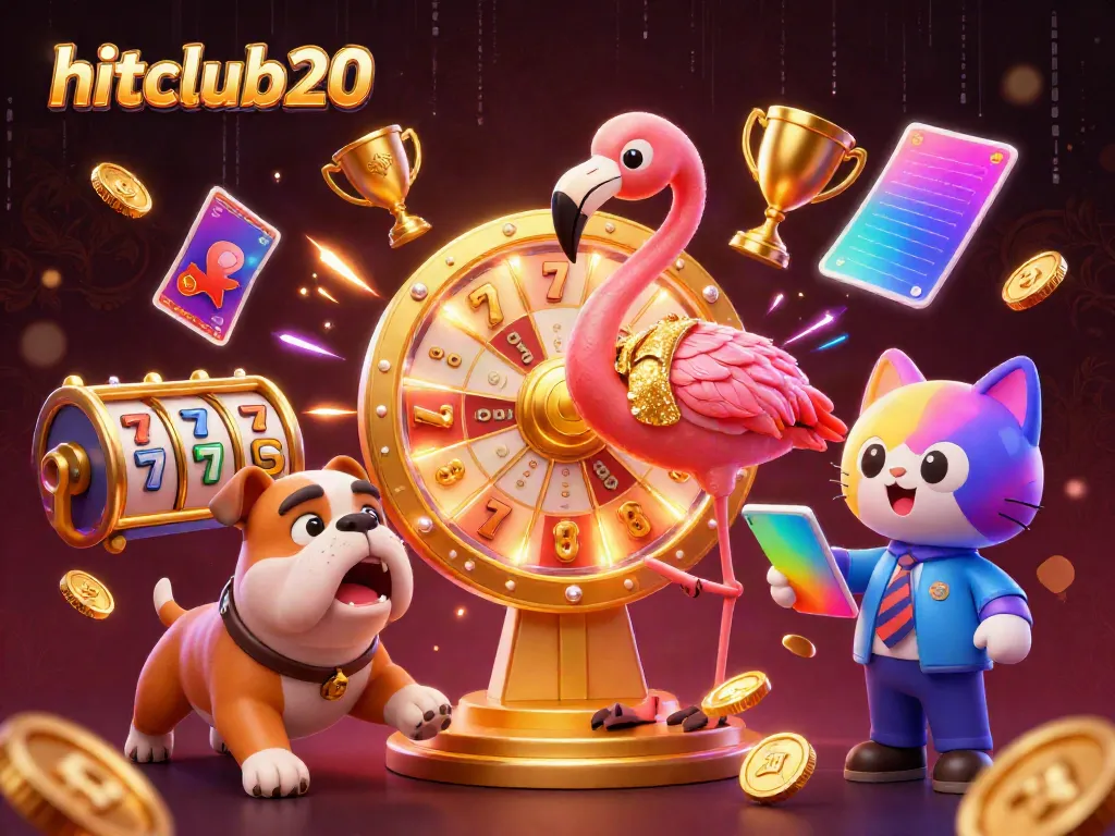 Engage with hitclub20 through an exciting game show scene featuring vibrant casino elements, charismatically brought to life.