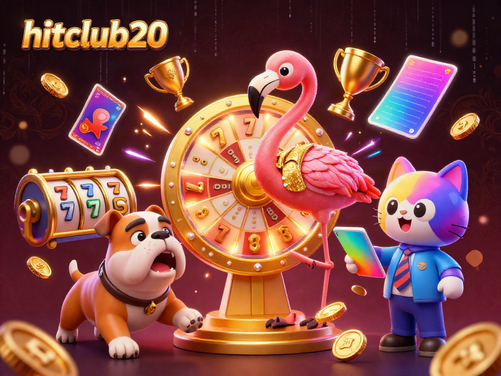 Engage with hitclub20 through an exciting game show scene featuring vibrant casino elements, charismatically brought to life.