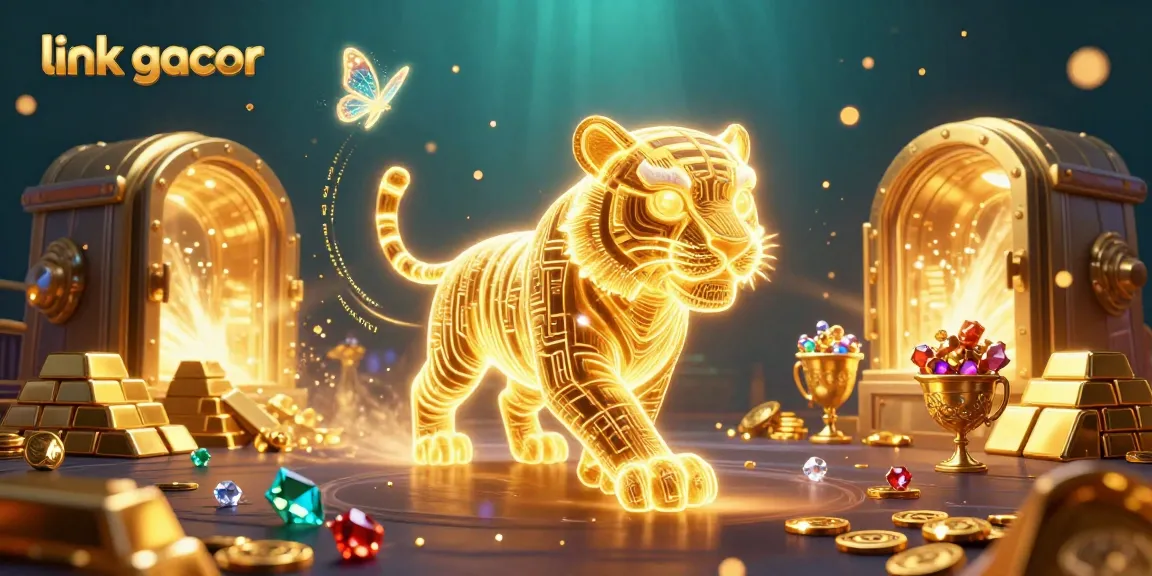 Experience the thrill of winning with link gacor featuring an energetic neon tiger in a vibrant digital casino scene.