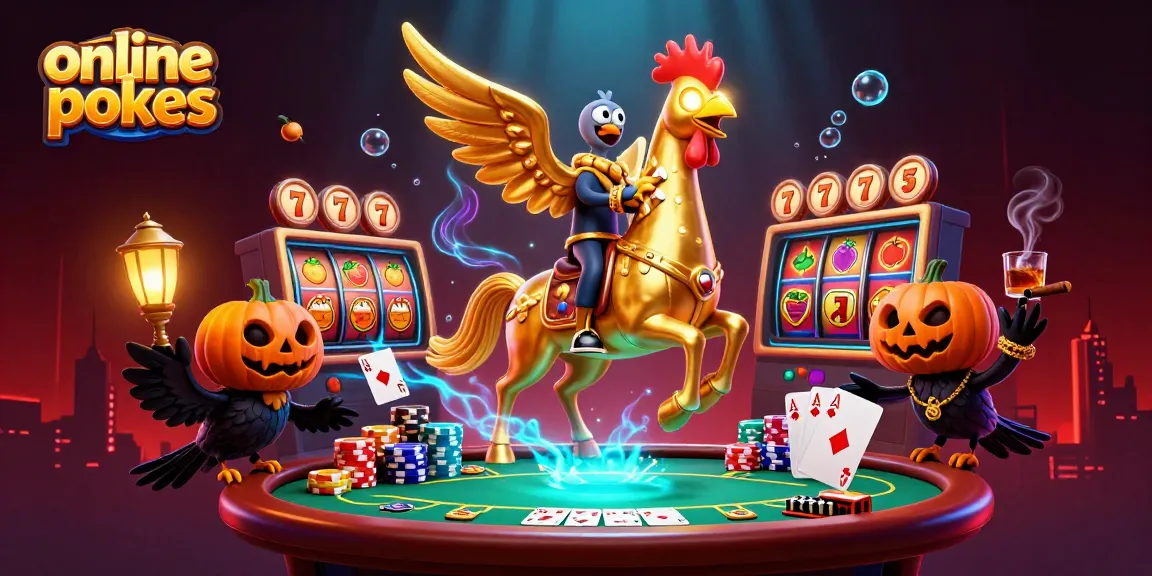 Experience thrilling online pokies with vibrant graphics and immersive gameplay in this 3D illustration.